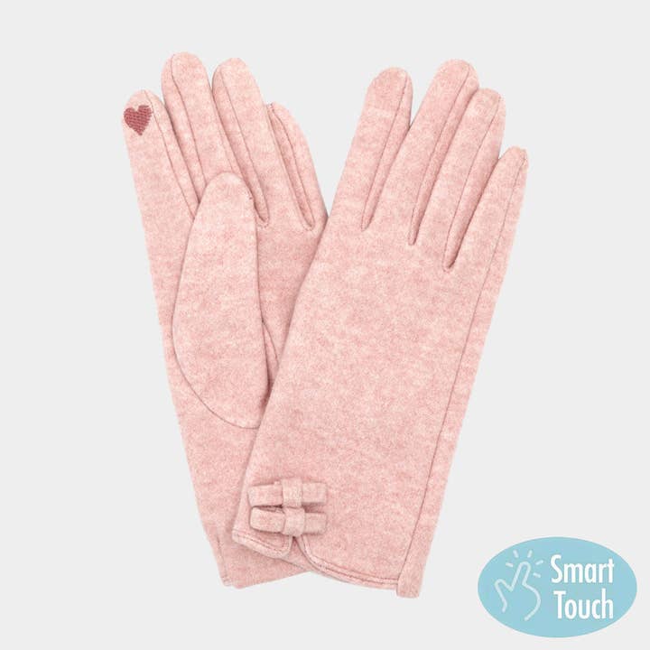 Two Mini Bow Accent Soft Smart Touch Winter Gloves for wholesale by Sensibling Corp.