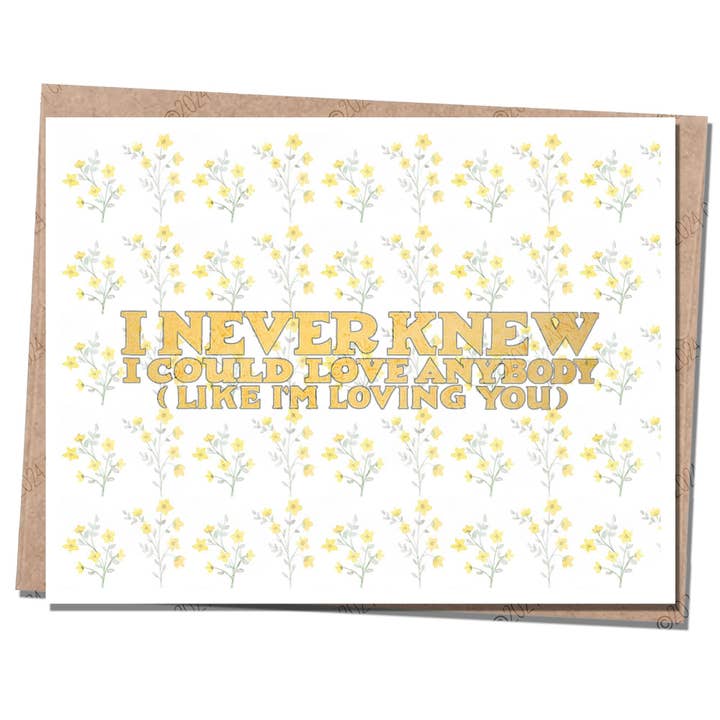 Vintage Pattern Loving You Yellow Flowers A2 Greeting Card for wholesale by Capstone Artistry