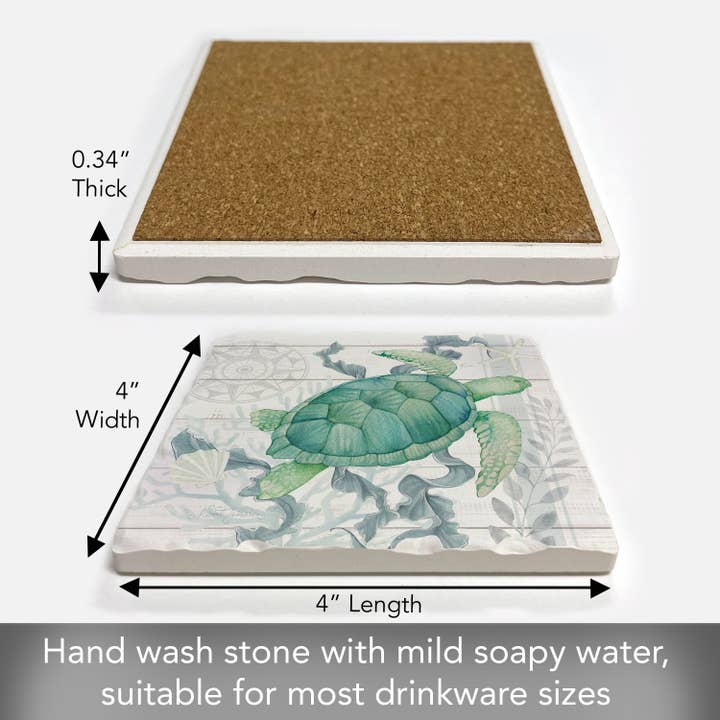 CounterArt/Highland Home/Thirstystone - Vendita all'ingrosso Sottobicchiere - Sottobicchiere singolo assorbente Beach Therapy Turtle2