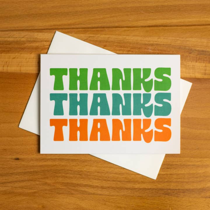 Thanks Multicolor Greeting Card for wholesale by Dugout Paper Co.