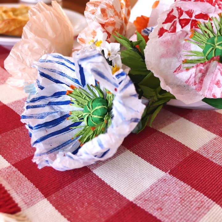 Beautiful Things By Bec - Wholesale Artificial Flowers - Paper Artificial Patterned Quilt Poppies, Colorful Decor,4