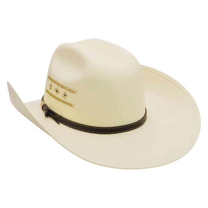 IVORY Gold Rodeo Vaquero Bangora Straw Cowboy Hat for wholesale on Faire5