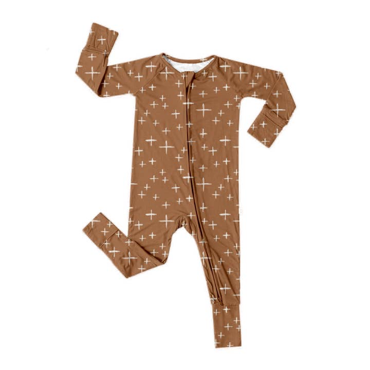 Fall Bamboo Convertible Romper- Sketches on Copper for wholesale by The Mini Babe