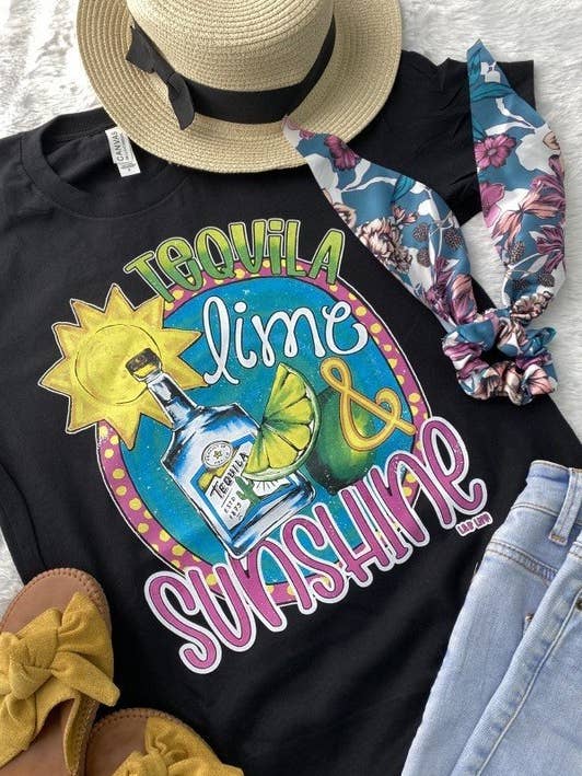 T-shirt graphique à boire BC Tequila Lime & Sunshine Summer pour la vente par L&B Life