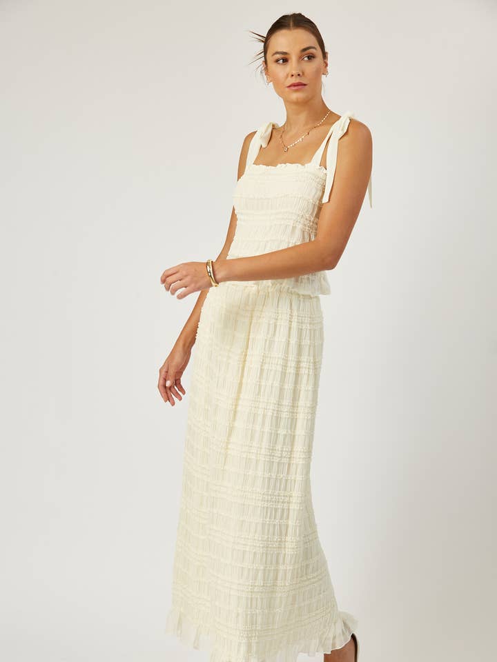 Camille textured maxi skirt for wholesale by Isla Maude