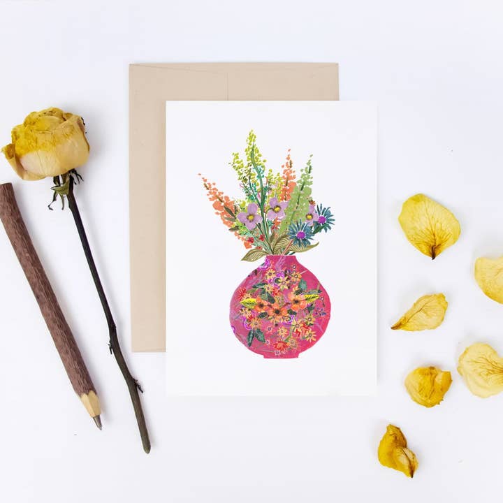 FJ16 Blank roze potkaart met patroon voor wholesale door Angela Savage Illustration