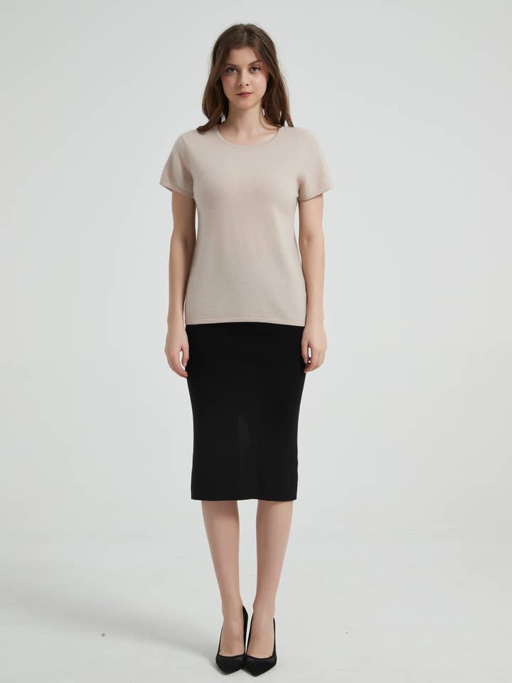 T-shirt girocollo da donna in cashmere per neonati per la vendita all'ingrosso da parte di EWSCA