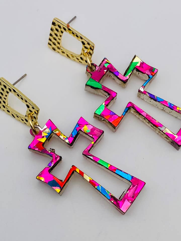 Crucifix Paparazzi Cross Acrylic Earrings for wholesale by Sandy Lou Designs