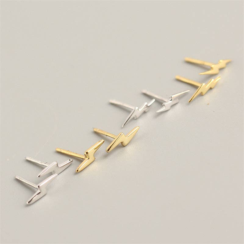 Perimade & Co. LLC - Wholesale Stud/Post Earrings - Lightning Bolt Thunderbolt Earrings in 925 Sterling Silver4
