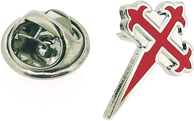 Beclosetoyou - Wholesale Lapel Pin/Button - Silver Plated Cross of Saint James Lapel Pin0