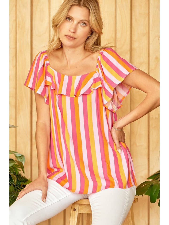 ROSA MULTI Fyrkantig urringning Print Top T11865 för wholesale på Faire