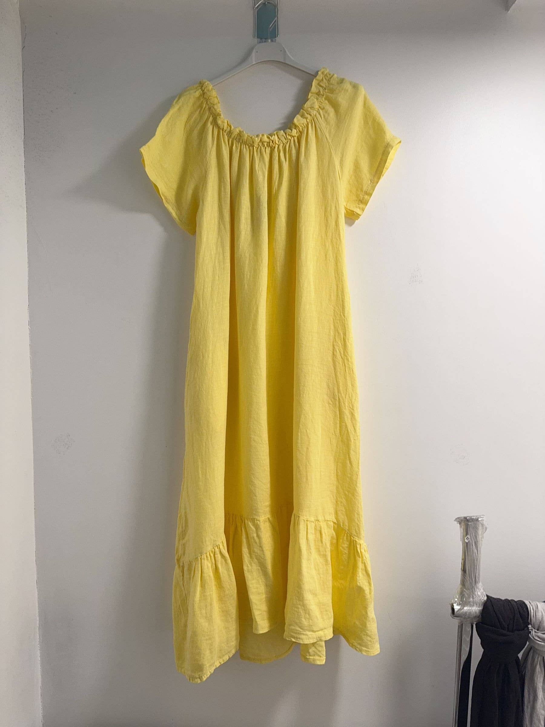 Happy look - Wholesale Dress - Women's - Long Linen Dress with Short Sleeves and Elastic Collar8