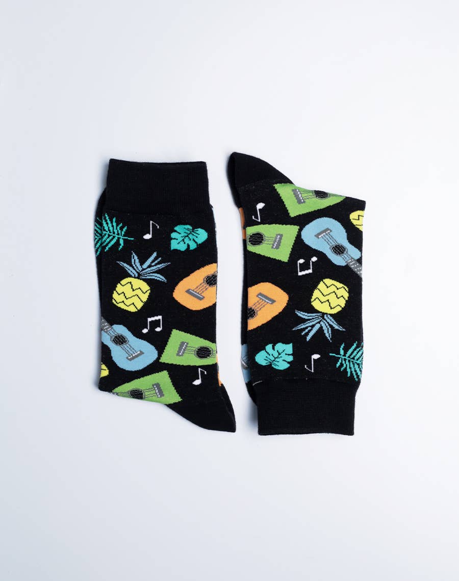 Just Fun Socks - Wholesale Socks - Men's - Men's Tropical Ukulele Crew Socks4