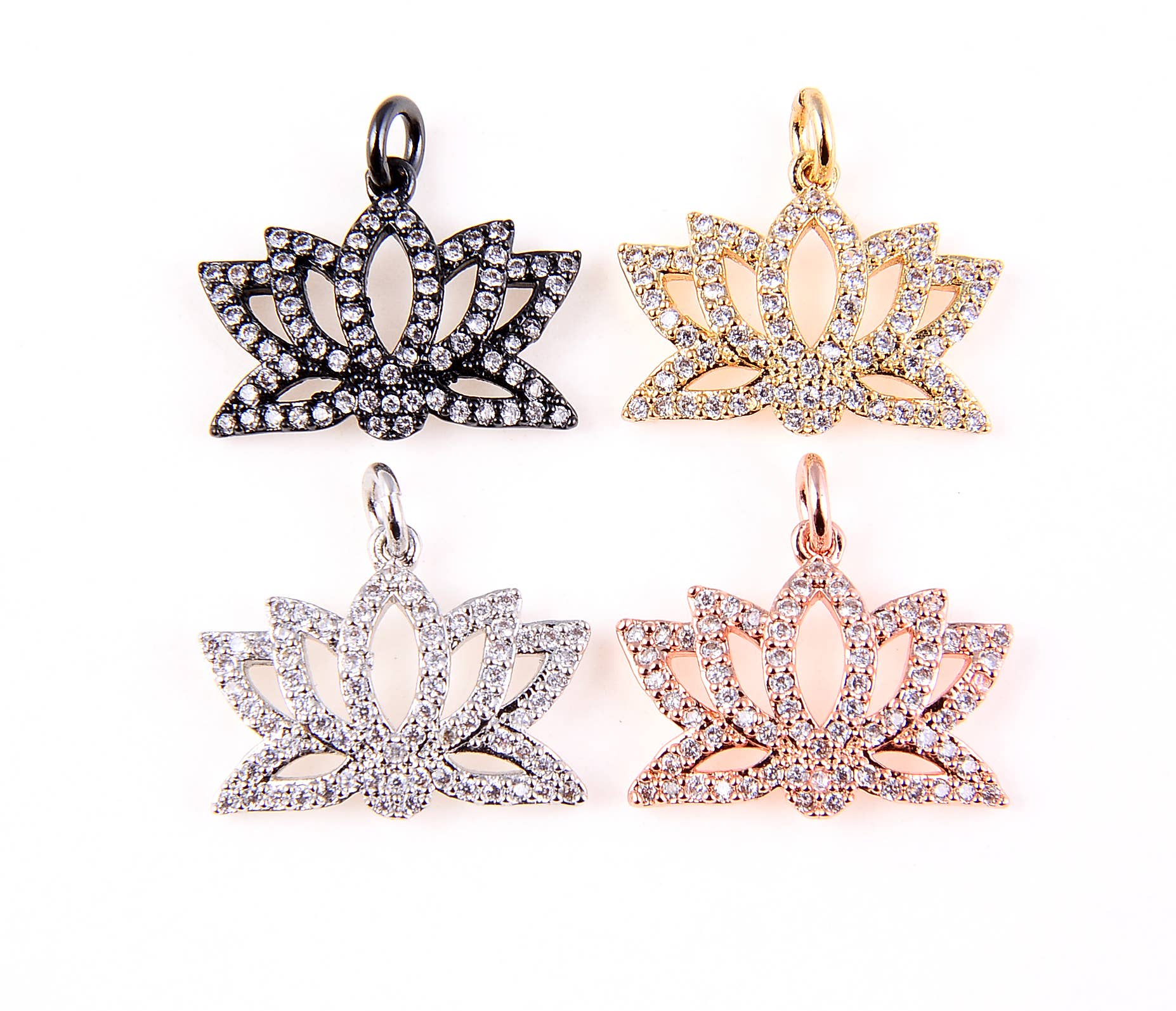 Beads Creation - Wholesale Individual Charm/Pendant - 18K Gold Filled Lotus Charm Pendant, CP0512