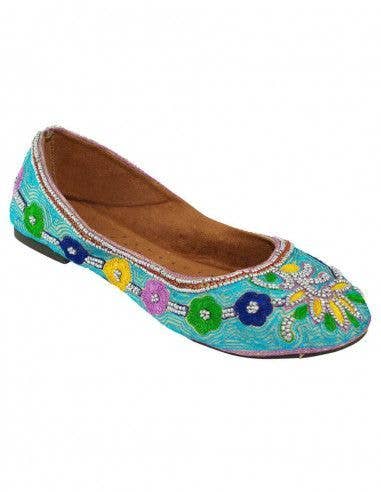 Kimago Look - Wholesale Flats - Women's - Light blue ballerina with embroidery and stones2