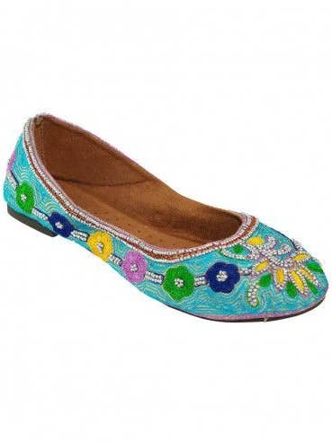 Kimago Look - Wholesale Flats - Women's - Light blue ballerina with embroidery and stones2