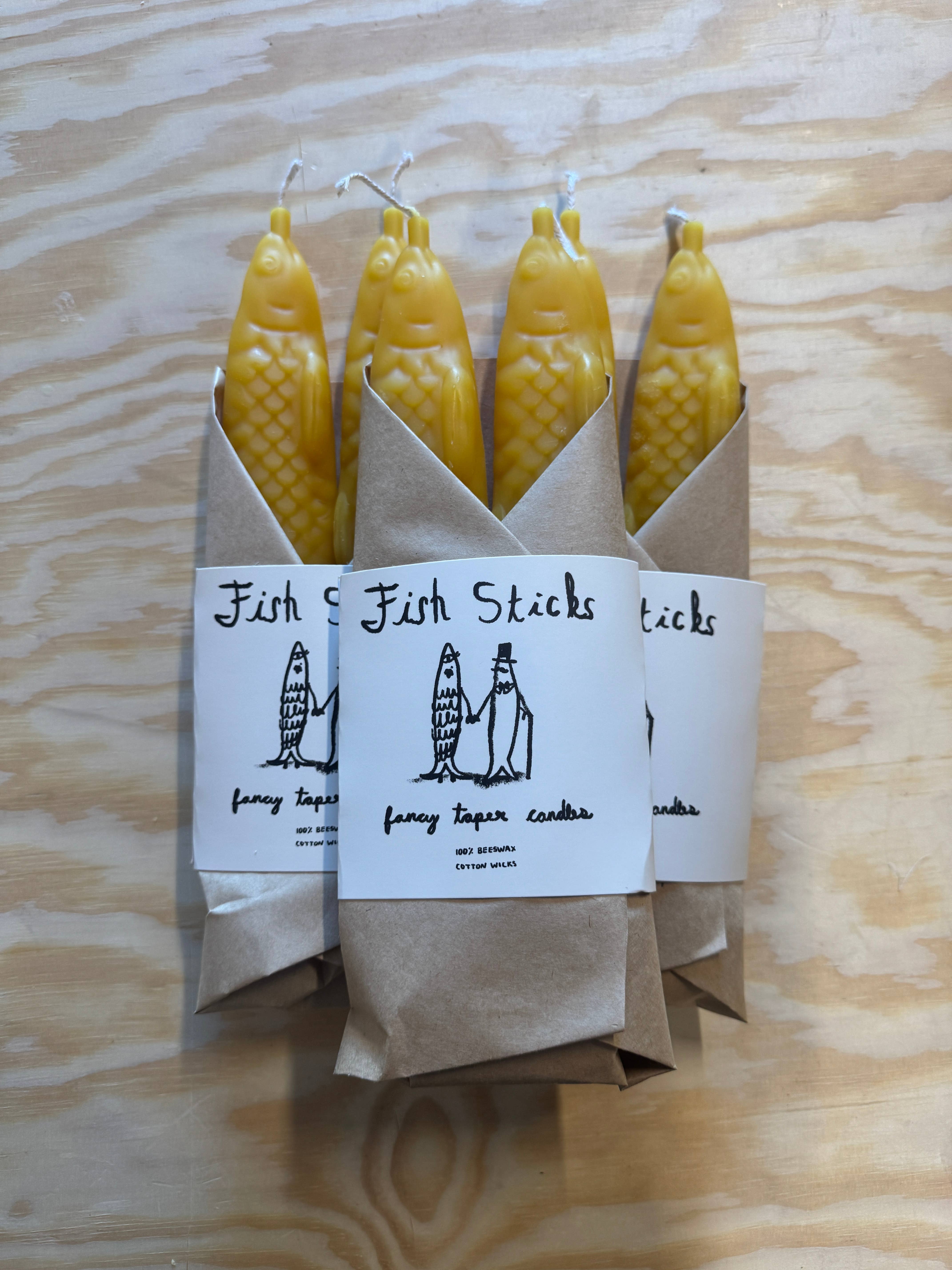 Tinned Candle - Wholesale Novelty Candle - FISH STICKS - Fancy Beeswax Fish Shaped Taper Candles1