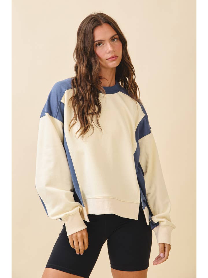 AEMI + CO - Wholesale Sweatshirt - Women's - 9106FK Colorblock Terry Pullover Sweatshirt27