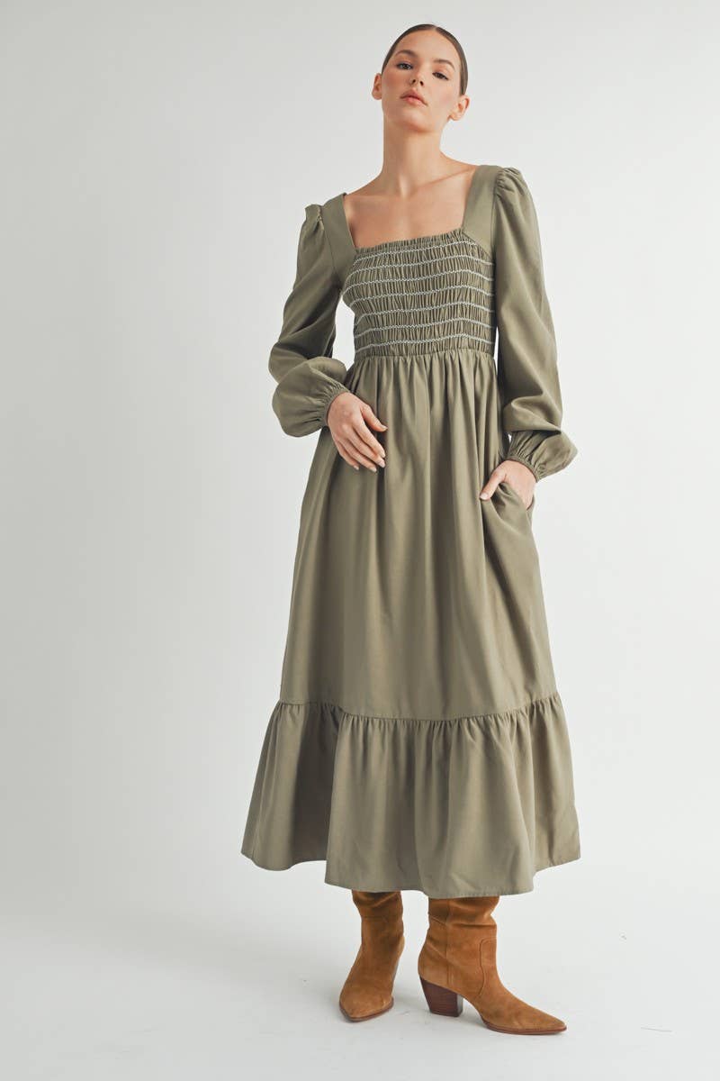 OLIVE Smocked Maxi Dress -1 for wholesale on Faire5