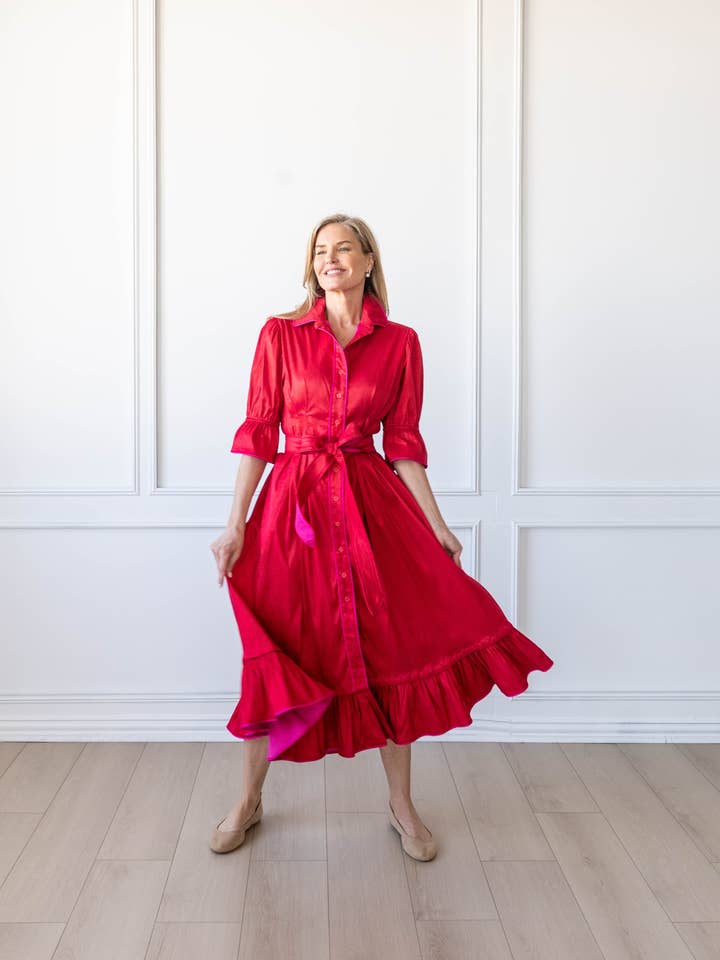 Kim Lolley Designs - Venta al por mayor Vestido - Mujer - VESTIDO CAROL EN ROJO/FUCSIA3