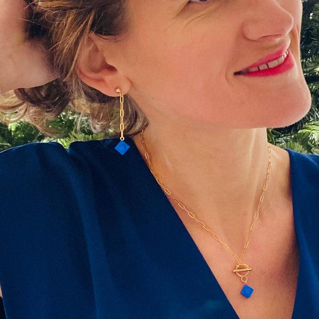 Brique d'Oreille – wholesale Hängande örhängen – Hängande örhängen kedja & Lego®-kloss - Les Virevolteuses2