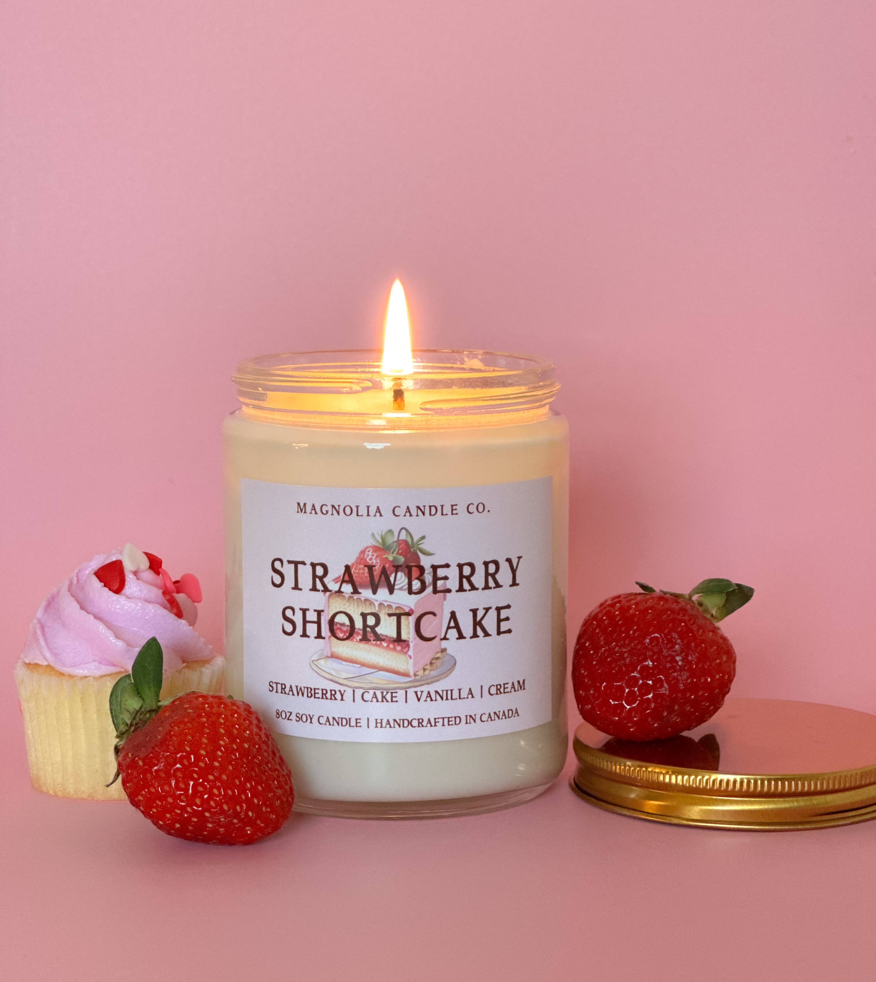 Magnolia Candle Company - Vente Bougie en bocal - Shortcake à la fraise - Bougie été | printemps 8oz1