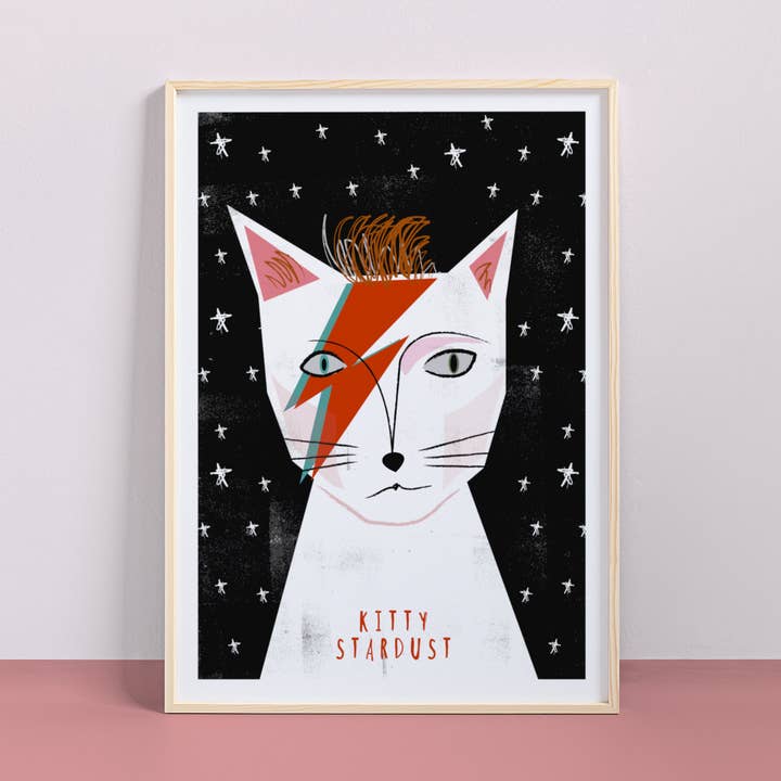Kitty Stardust kattenprint voor wholesale door Niaski - Feline Fine Art (USA DUTIES PAID)