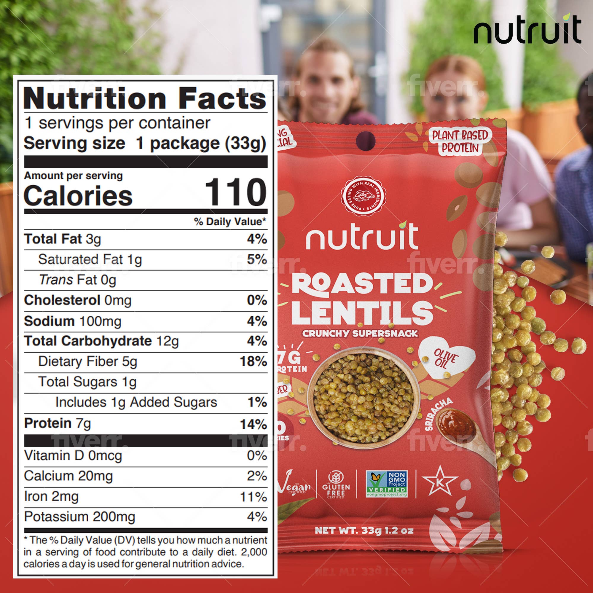 nutruit - Wholesale Nuts - Nutruit Roasted Lentil Snacks (Sriracha)1