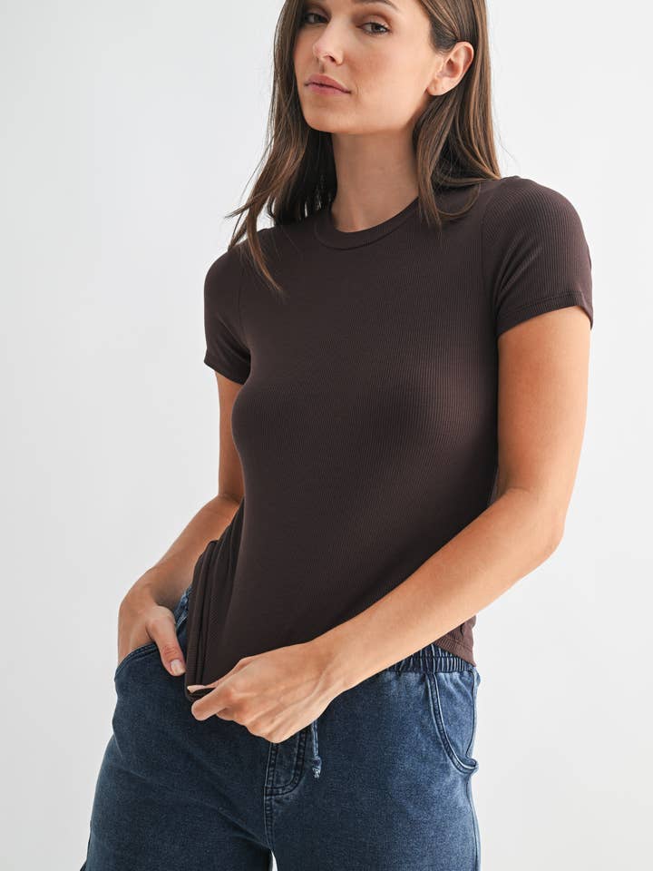 Mono B - Wholesale Athletic Top - Women's - Essential Short-Sleeved Micro-Ribbed Athleisure Top21