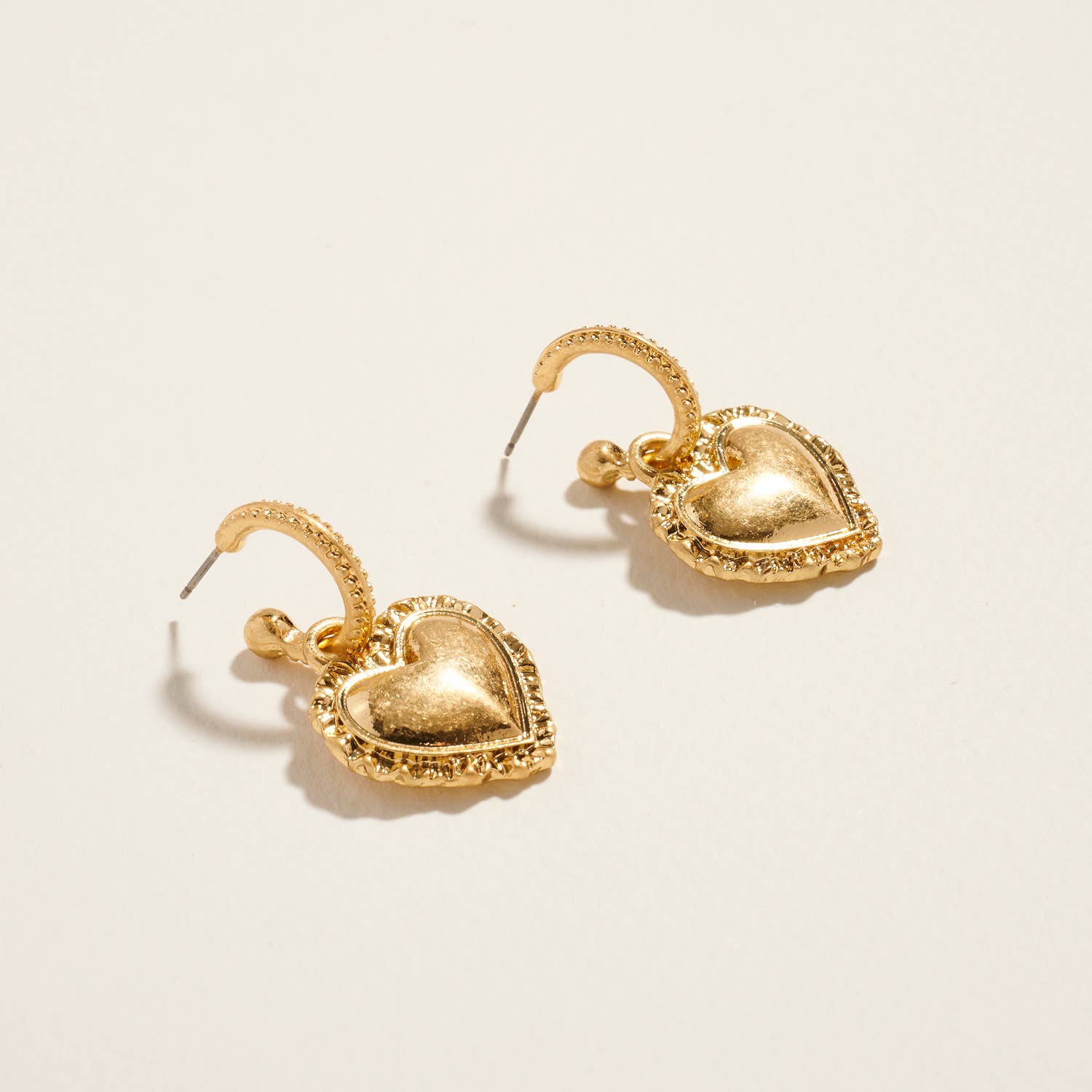 Designature New York - Wholesale Hoop Earrings - Valentine Heart Vinatge Framed Metal Hoop Earrings1