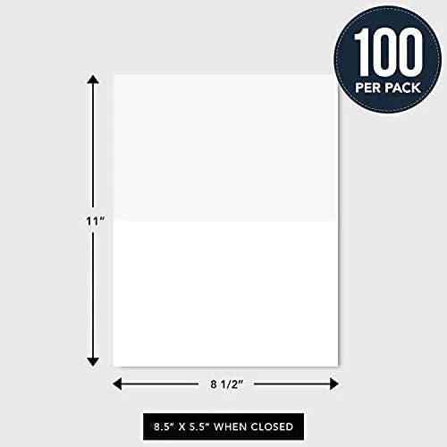 Fine Cardstock – Engroshandel Hverdagshilsen kort – Blanke hvide forhåndsscorede tykke 8,5 x 11" lykønskningskort - tunge 8,5 x 5,5", når de er foldet | 100 kort pr. Pakke1