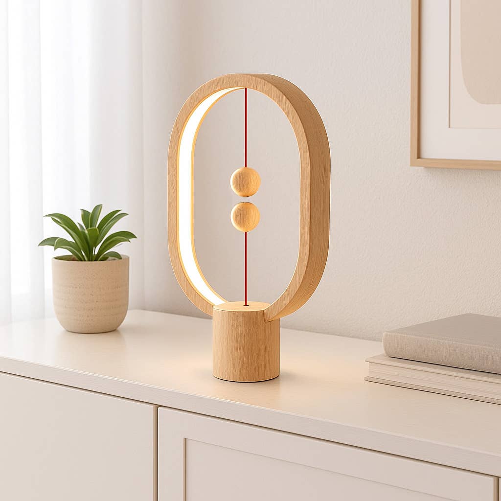 Allocacoc DesignNest - Wholesale Accent/Desk Lamp - Heng Balance Lamp Ellipse Mini USB-C; Portable; LIGHT WOOD 2