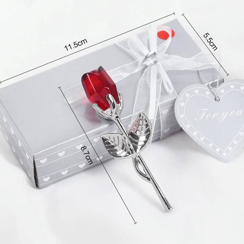 Syrrios Gifts LLC - Wholesale Artificial Flowers - Eternal Red Rose Glass Flower in Gift Box - Romantic8