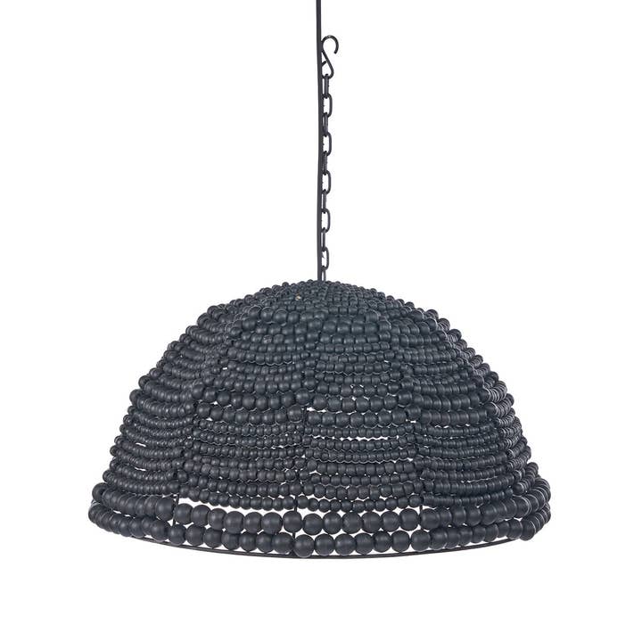 The Wooden Bead Dome Pendant - Black for wholesale by Bazar Bizar Living