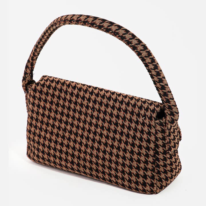 Collections by Fame Accessories - Wholesale Top Handle Bag - Women's - Houndstooth Pattern Rectangle Handbag