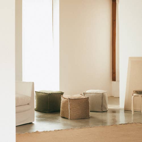 Lorena Canals Home - Wholesale Pouf - Handloom Pouf Beige5