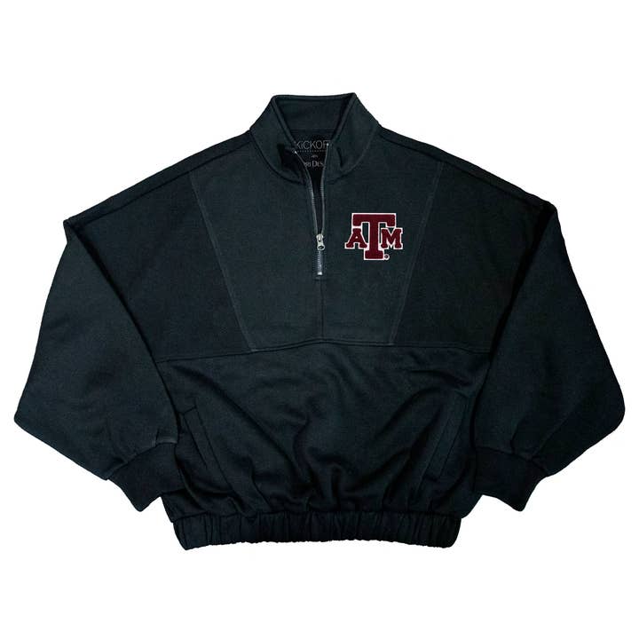 Varsity Patch Quarter Zip Pullover - NCAA-licenseret for engroshandel hos Kickoff Couture