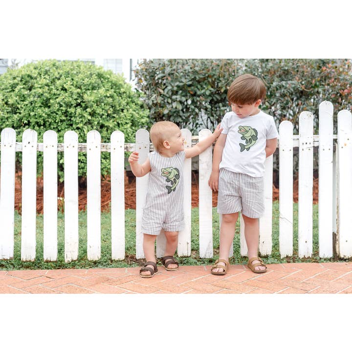Lil Cactus - Wholesale Overalls - Baby - Big Mouth Bass Khaki Shortalls