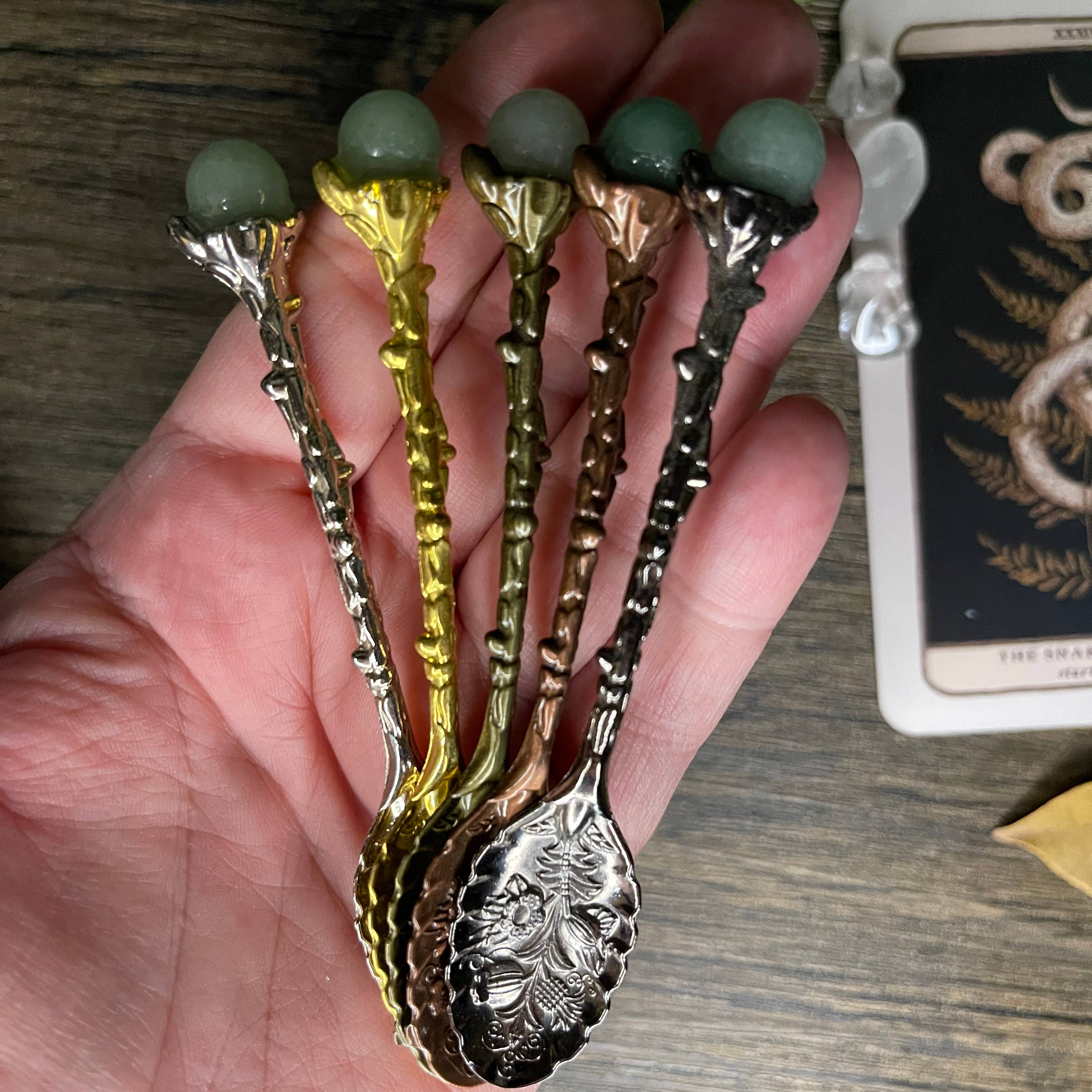 Moondust and Raven – Großhandel Meditationszubehör – Aventurin-Kristalllöffel für Hexerei und Apothekermaterial3