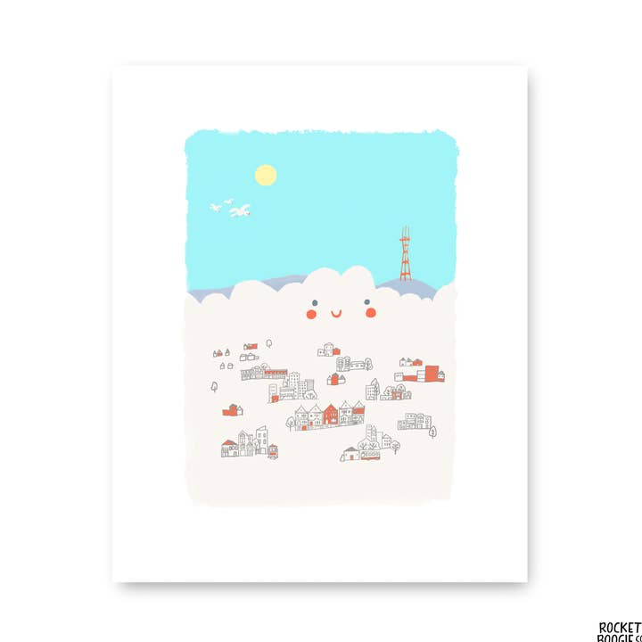 San Francisco Print (Karl the Fog) for wholesale by Rocket Boogie Co.