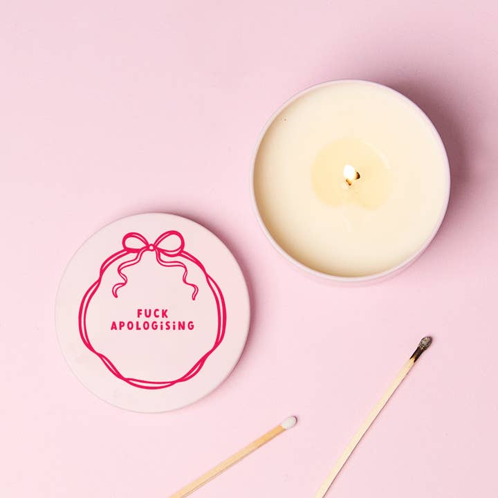 Fuck Apologising Pink Tin Candle for wholesale by Mischief Candles