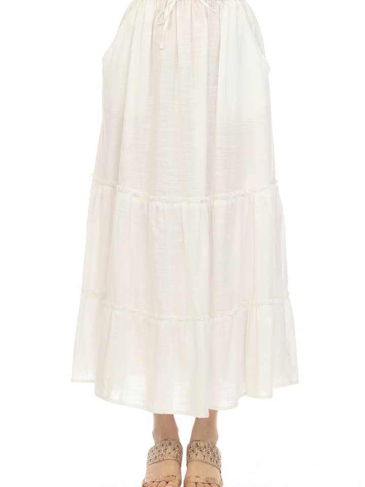 Homespun Tiered Maxi Skirt for wholesale by Lakhays Collection Inc.