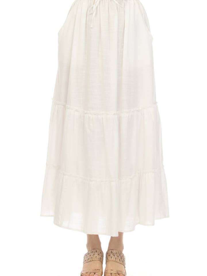 Homespun Tiered Maxi Skirt for wholesale by Lakhays Collection Inc.