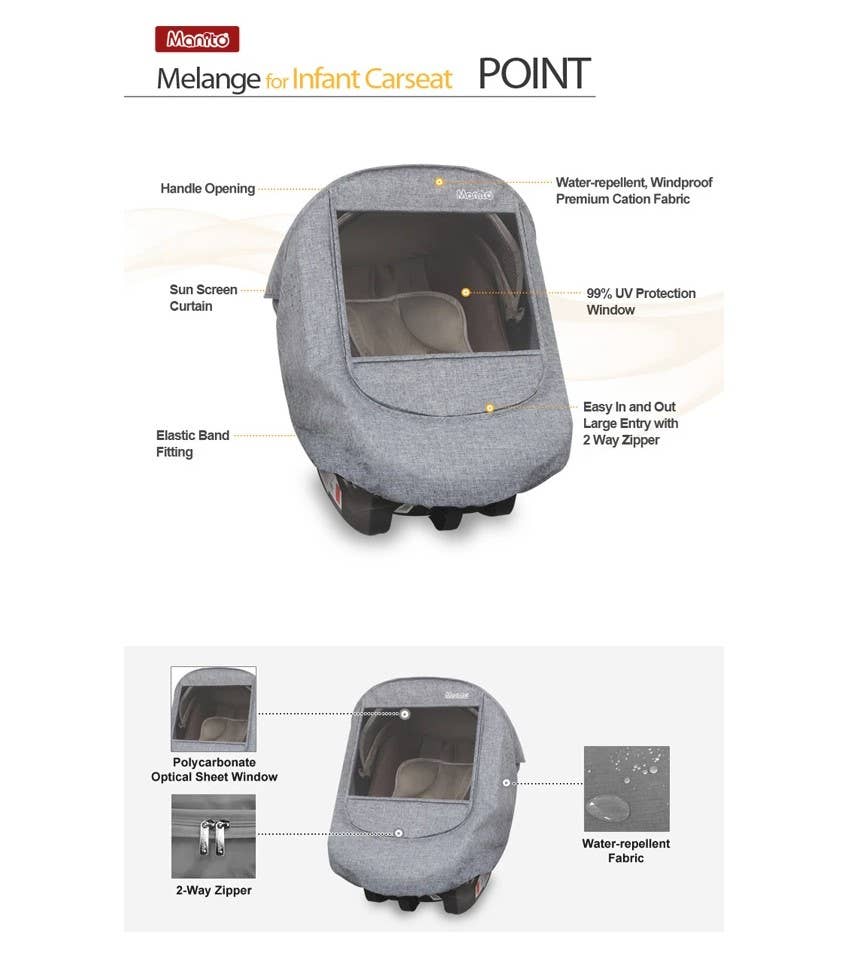 Manito - Venta al por mayor Funda de asientos de coche - Niños y bebés - Protector de clima para asiento de coche infantil Melange (gris carbón)2