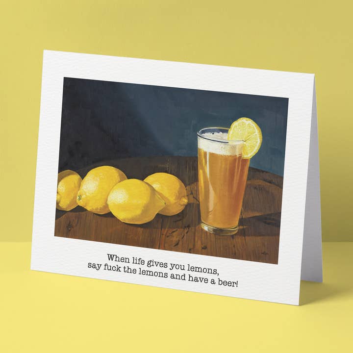"When life gives you lemons, say fuck" Greeting Card for wholesale by Betsie Studios