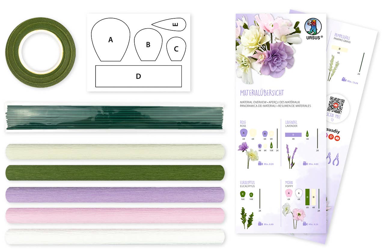 URSUS® / Buntpapierfabrik Ludwig Bähr GmbH & Co. KG - Wholesale DIY craft kit - DIY Set Crepe Paper Flowers "Purple"1