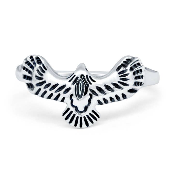 Sterling Silver Oxidized Eagle Ring for wholesale on Faire