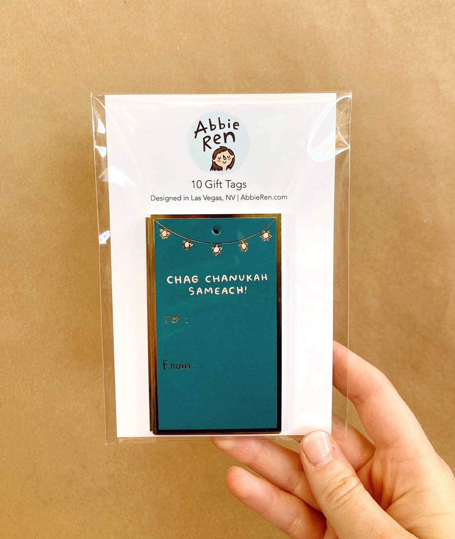 Abbie Ren Illustration - Wholesale Cadeaulabel - Chag Chanoeka Sameach cadeaulabels - Happy Chanoeka - Set van 10