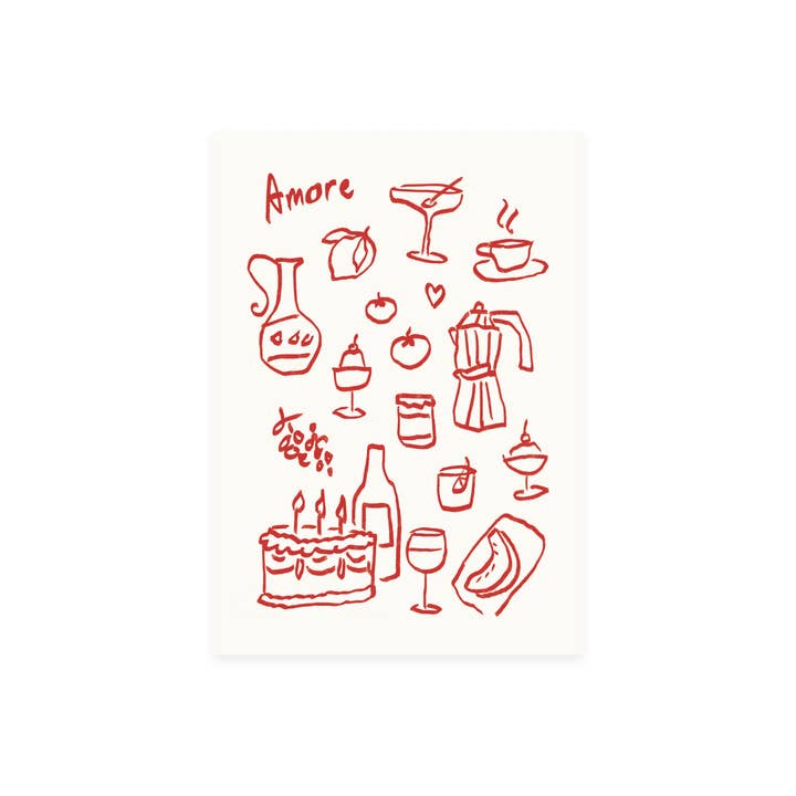L'Atelier Samedi – Engroshandel Postkort – Postkort 'Amore' (Risografi) | Valentinsdag