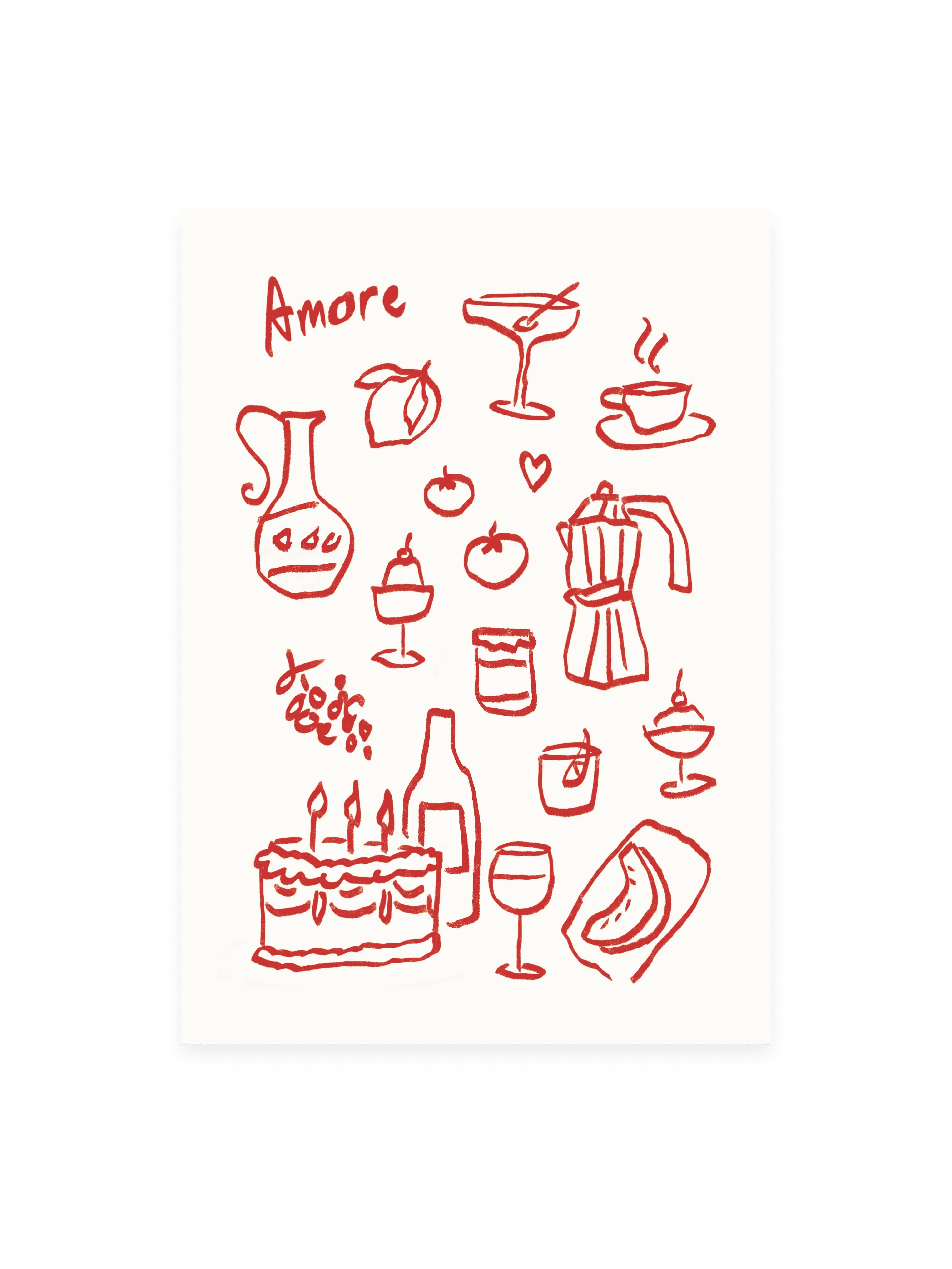 L'Atelier Samedi - Wholesale Postcard - Postcard 'Amore' (risography)